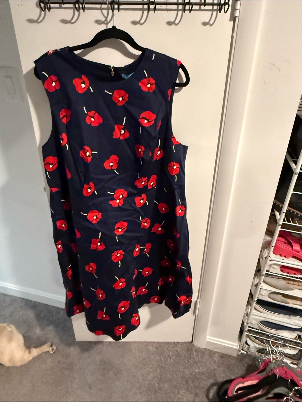 BNWT size 18 Draper James Navy Dress with Red poopy Print